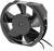 Black axial fan with five blades, housing with connection cables; typical component for cooling applications in electronic devices.