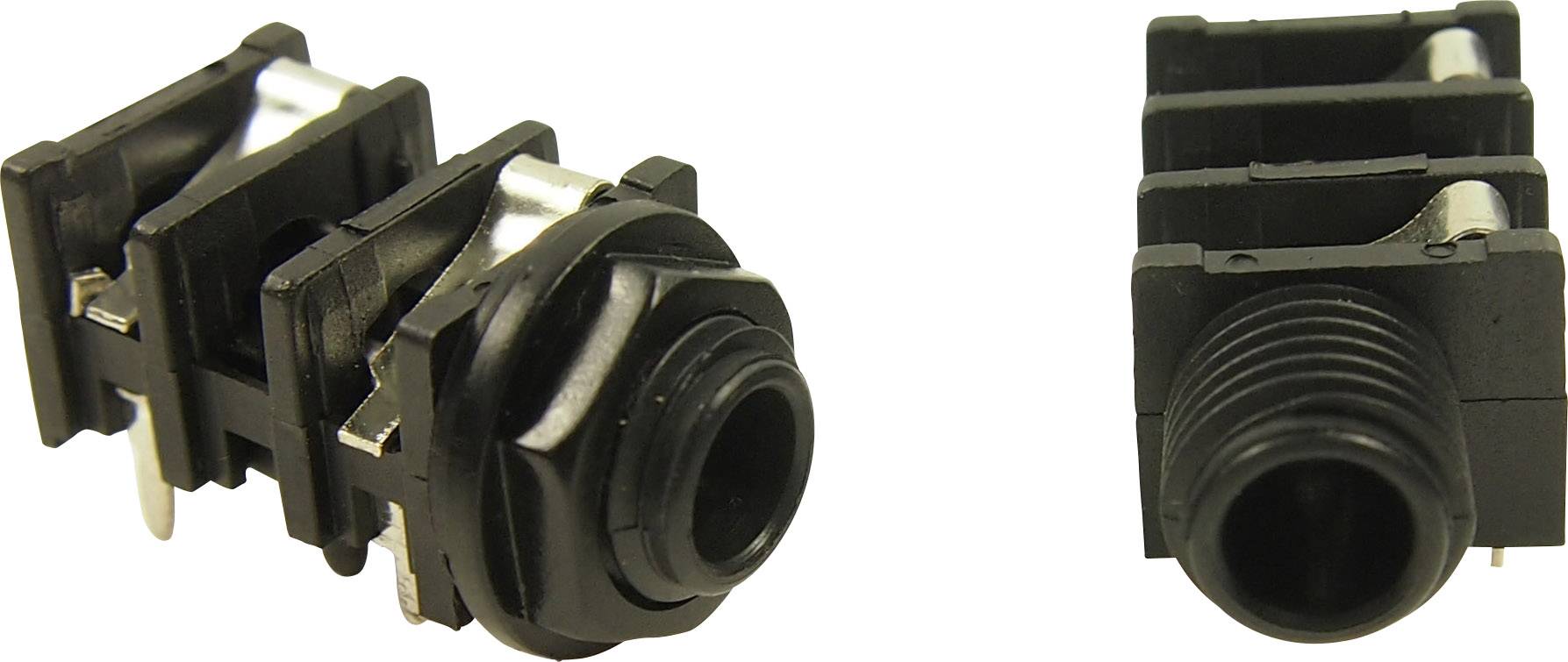 Cliff FCR50051 6.35 mm audio jack Socket, horizontal mount Number of pins: 3 Stereo Black 1 pc(s)