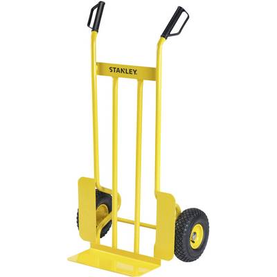 Yellow trolley with black handles and wheels, suitable for moving heavy loads.<br><br>Note: This translation uses British English terminology like "trolley" and "suitable" while maintaining the original meaning and descriptive style.