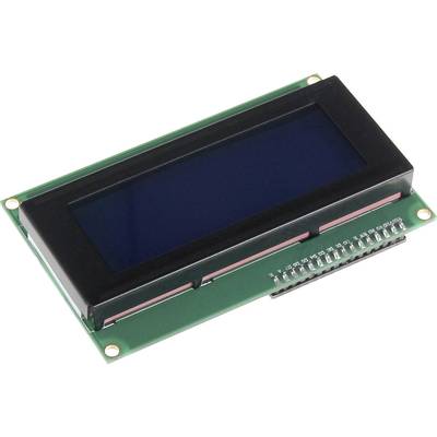 LCD screen with black casing and green background. Device has 16 pins along the bottom edge. Suitable for displaying text.