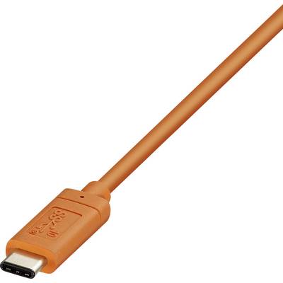 An orange USB-C cable used for data transfer and charging mobile devices.