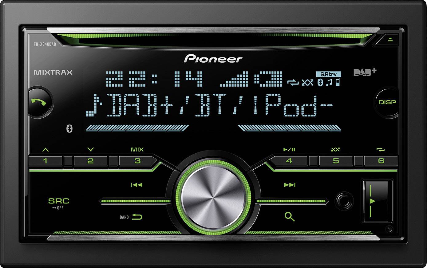 Pioneer FH-X840DAB Double DIN car stereo Bluetooth handsfree set, DAB+ tuner