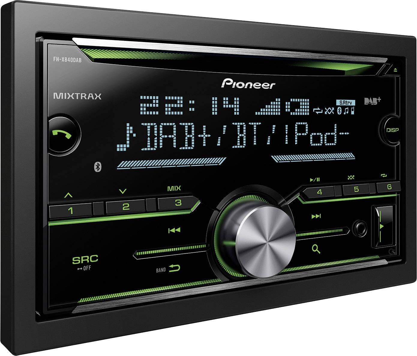 Pioneer FHX840DAB Double DIN car stereo Bluetooth handsfree set, DAB+