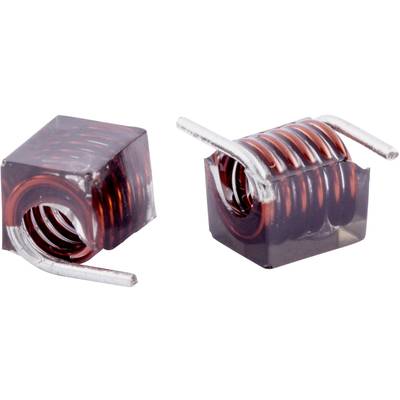Two russet-brown, cylindrical coils with silver wire ends in a transparent casing, on a white background.