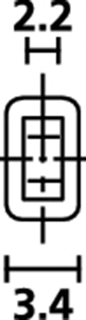 'Image of component with dimensions: height 2.2 mm and width 3.4 mm.'