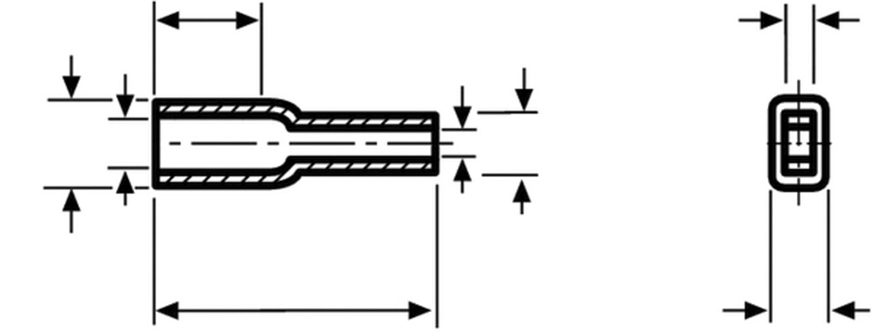 Technical drawing of a connector with diameters and length dimensions in two views.