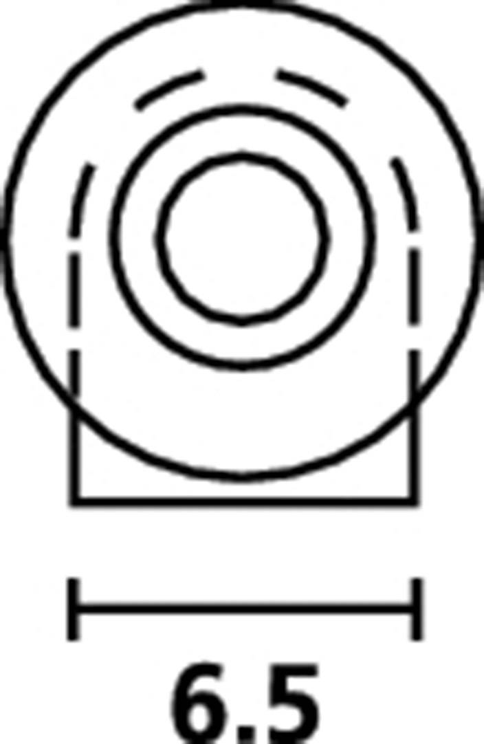 Technical drawing of a circle with an inner circle. Diagram shows diameter of 6.5 units.