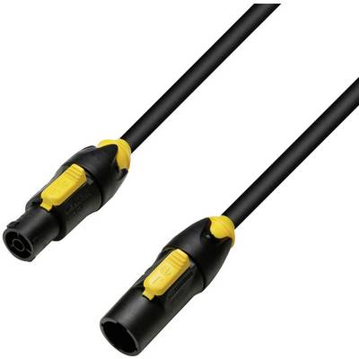 Two black cables with yellow connectors at their ends, lying side by side, show an electrical connection system.
