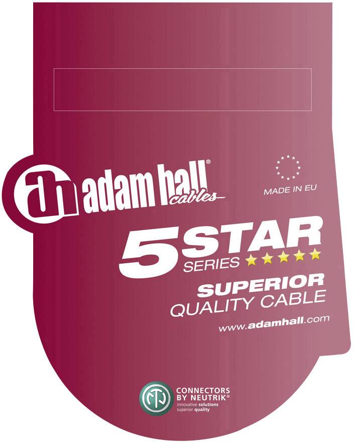 'Label of the cable by Adam Hall Cables. 5 Star Series, Superior Quality Cable, Made in the EU, with Neutrik Connectors.'