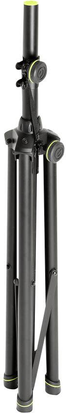 A collapsible black tripod with three legs, ideal for stability and easy storage.