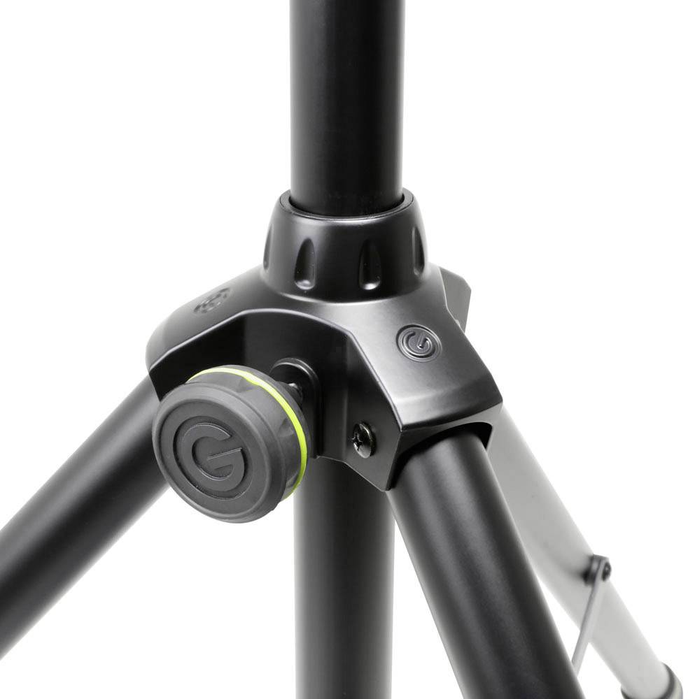 Black tripod with three legs and an adjusting screw for height adjustment. Suitable for cameras or lighting equipment.