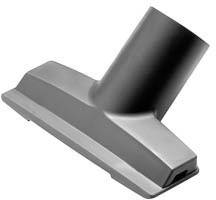 Vacuum cleaner upholstery attachment in grey, used for upholstered furniture and carpets, shows smooth, aerodynamic design for effective cleaning.