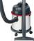 A red and silver workshop vacuum cleaner with a long hose and suction nozzle, mounted on wheels for easy mobility.