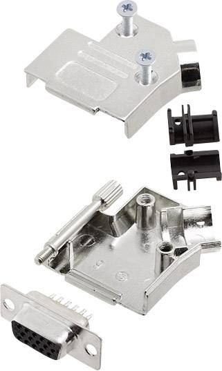 encitech D45ZK09-HDS15-K 6355-0013-11 D-SUB receptacle set 45 ° Number of pins: 15 Solder bucket 1 Set-0