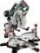 Mitre saw with green-red housing, silver blade, and adjustable table.