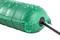 A green water level float switch with cable, covered in raindrops, used for controlling the water level in a tank.