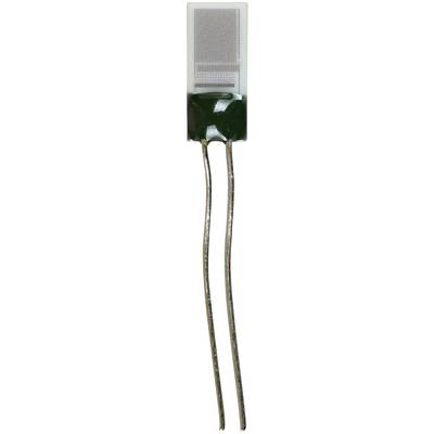 An electronic temperature sensor with two long connecting wires at the bottom. The sensor is small and rectangular in shape.