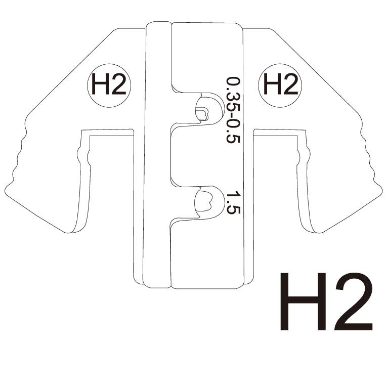 Technical drawing of a mechanical component with labels 'H2', '0.3-0.5', '15'. Drawing shows a notched shape.