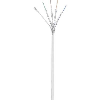 Network cables with multiple coloured cores, each with silver shielding, visible. Ideal for data transmission.