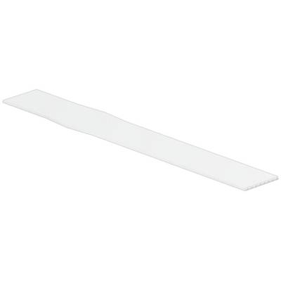 A white plastic stirrer with a smooth surface and a tapered middle section, positioned on a neutral background.