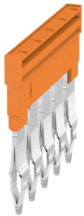 Orange plastic plug with silver metal contacts, suitable for use in electrical connections.