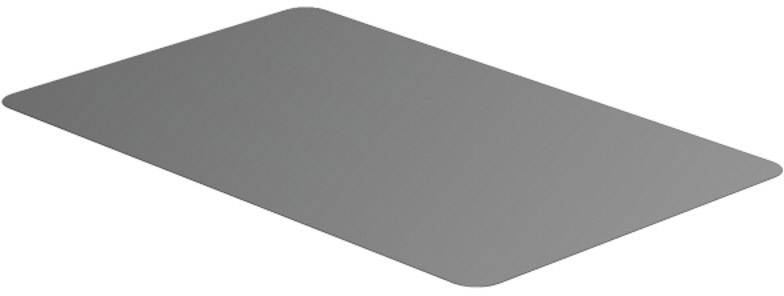 Grey, rectangular surface with rounded corners that has a smooth, matte finish.
