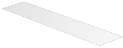 A rectangular strip of transparent material, possibly glass or plastic, on a white background.