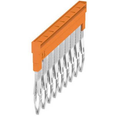 'Orange connector with multiple silver metal contacts, suitable for electrical connections up to 2.5 mm in diameter.'