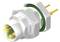 White connector with a green seal and golden contacts, designed for electrical connections in demanding environments.