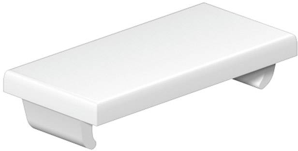 A white, rectangular shelf with minimalist edges and two mounting brackets underneath for wall installation.