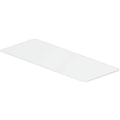 A rectangular, transparent glass or plastic panel viewed from a slightly tilted overhead perspective.
