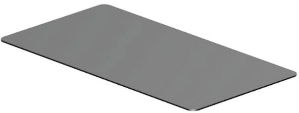A rectangular, flat, grey metal sheet with rounded corners and no visible structure or pattern.