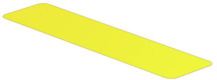 A yellow, elongated, rectangular object with rounded corners on a white background.
