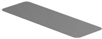 Grey fabric-dyed rectangular object with rounded corners.