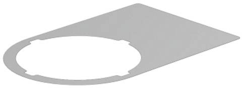 A rectangular, grey metal sheet with a circular cut-out in the centre.