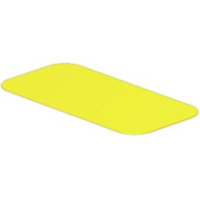 A yellow, rectangular object with rounded corners, set against a white background.