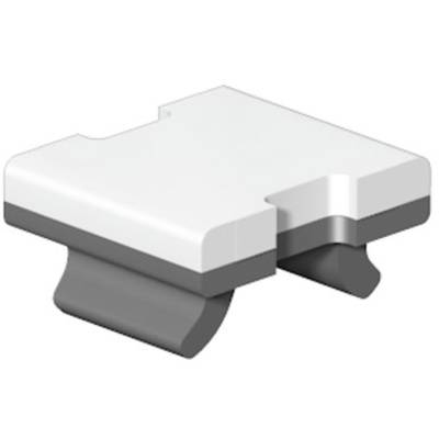 A white, rectangular plastic component with two grey, curved mounting brackets on the underside, likely an intermediate piece.