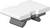 A white plastic component with two grey clips on the underside, used for secure mounting on flat surfaces.