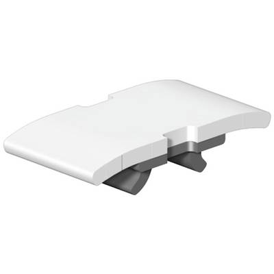 White, curved plastic component with a grey underside, possibly part of a larger mechanical or electronic system.