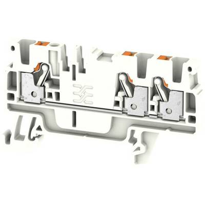 Electrical Terminal Block: Double-layer, with lever mechanism, white and orange. For secure electrical wire connection.