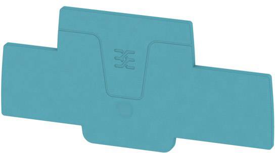 Turquoise-coloured component with a central symbol. Rectangular shape, technical structure.