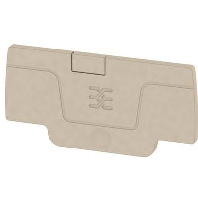 Beige, rectangular plastic lid with a stylised logo in the centre.