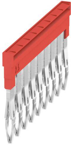 Red multi-pin metal connector, suitable for electronic connections.