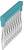 'Image of a blue plastic clip with ten silver metal contacts arranged in an even configuration across two rows.'
