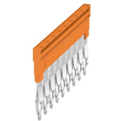 'Industrial connectors with an orange housing and silver connection contacts, vertically oriented.'