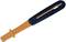 An orange and black scraper blade holder with a narrow blade at the end. Used for removing materials from surfaces.