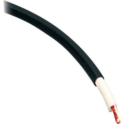 A section of a black cable with exposed copper wire at the end, set against a white background.