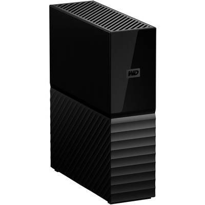 External black hard drive, vertically positioned, with smooth and ribbed surface.