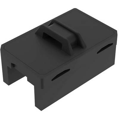 A black, rectangular plastic block with a handle on the top and two slots on the sides.
