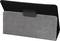An unfolded grey and black case or sleeve, likely for a tablet or laptop, on a white surface.